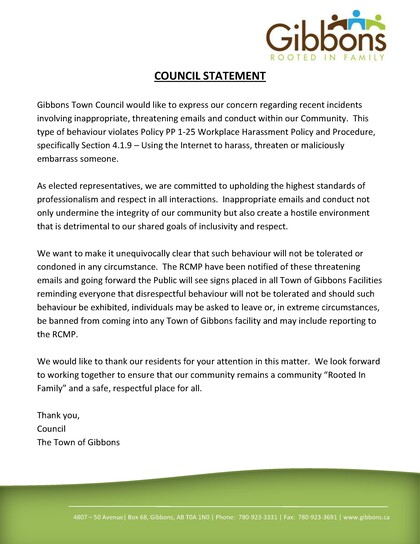 Council Statement - Abuse